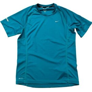 Nike Dri-FIT Miler Running Tee Medium Teal Athletic Shirt Moisture Wicking